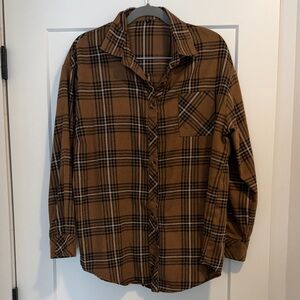 Amazon Brown Plaid Women's Top